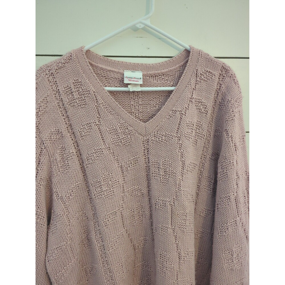 Vintage Bobby Brooks sweater pink floral v-neck cottage winter cozy